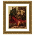 thumbnail image 1 of Hans Makart 12x14 Gold Ornate Wood Frame and Double Matted Museum Art Print Titled - The Death of Siegfried, the Giant Hagen Throwing Siegfried into a Gorge, 1 of 4