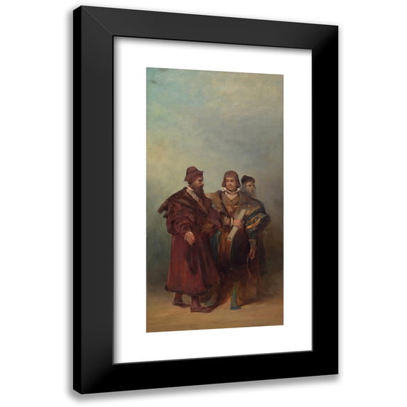 Hans Makart 14x24 Black Modern Framed Museum Art Print Titled - Draft for the Pageant in 1879 - Three Mechanical Engineers (1879)