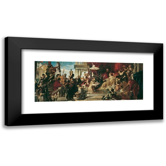 Hans Makart 24x11 Black Modern Framed Museum Art Print Titled - Venice Pays Homage to Caterina Cornaro (1872-1873)