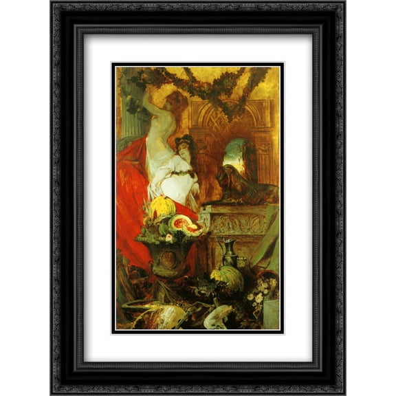 Hans Makart 2x Matted 18x24 Black Ornate Framed Art Print 'Allegory of Lust for Life'