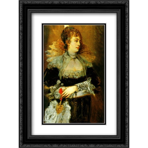 Hans Makart 2x Matted 20x24 Black Ornate Framed Art Print 'Hanna Klinkosch'