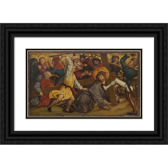 Hans Maler 14x10 Black Ornate Wood Framed Double Matted Museum Art Print Titled: Christ Carrying the Cross (1500-15)