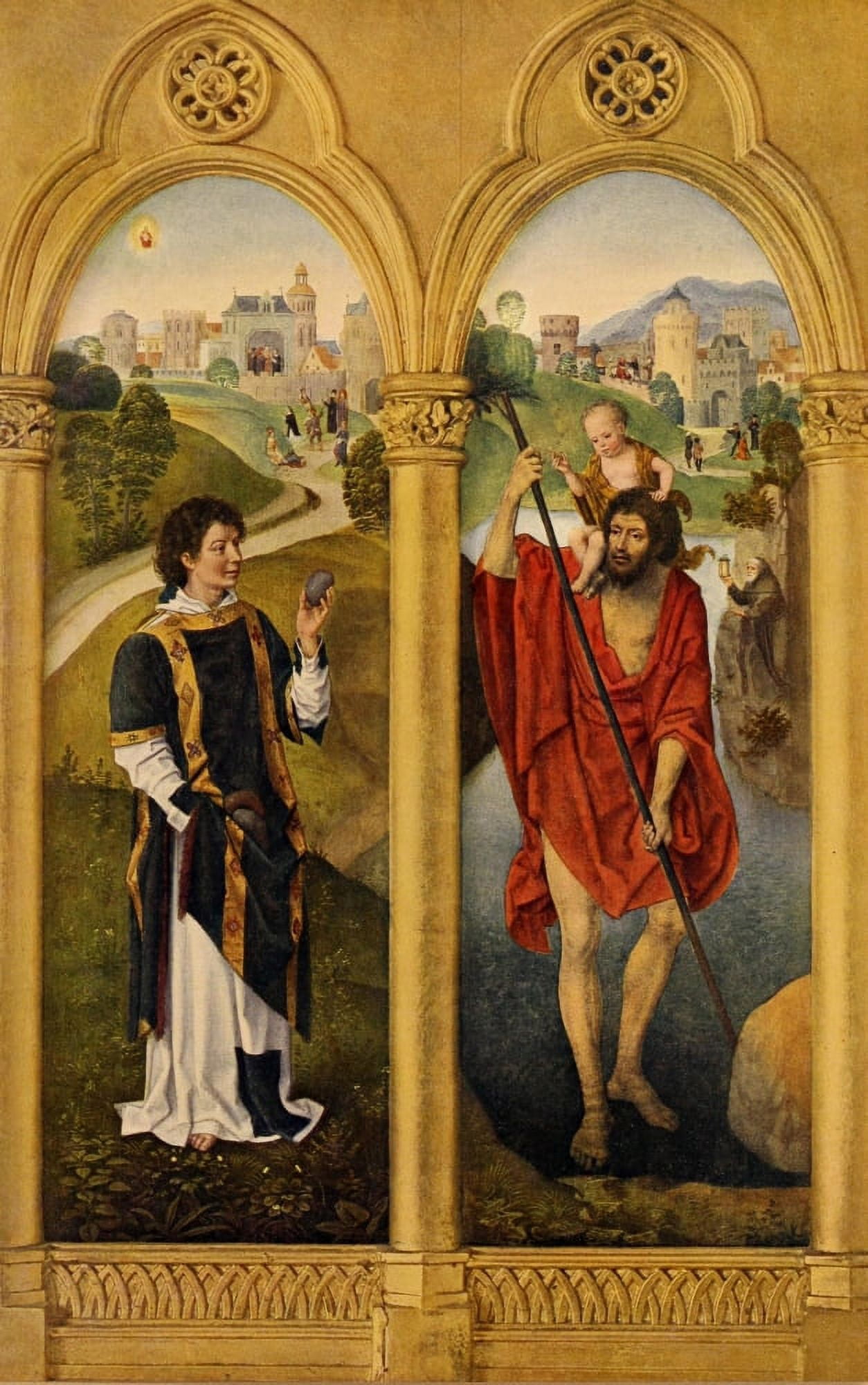 Hans Memling 1922 St Stephen & St Christopher Canvas Art - Hans Memling (24 x 36)