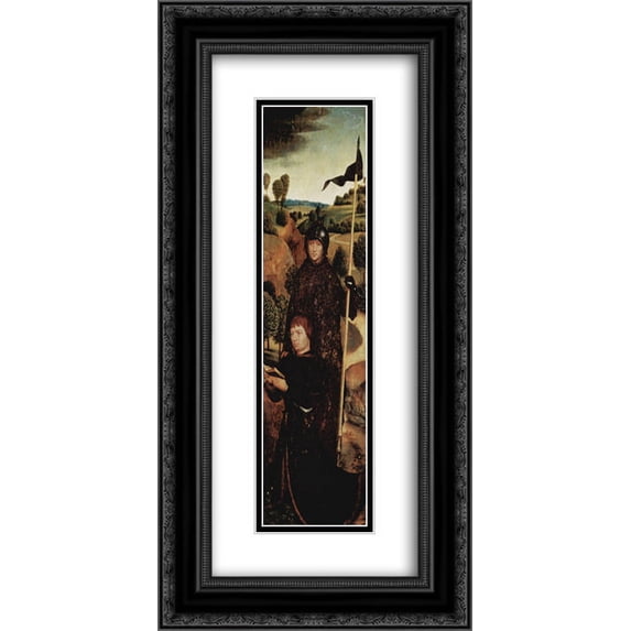 Hans Memling 2x Matted 14x24 Black Ornate Framed Art Print 'Praying Donor with St. William of Maleval'