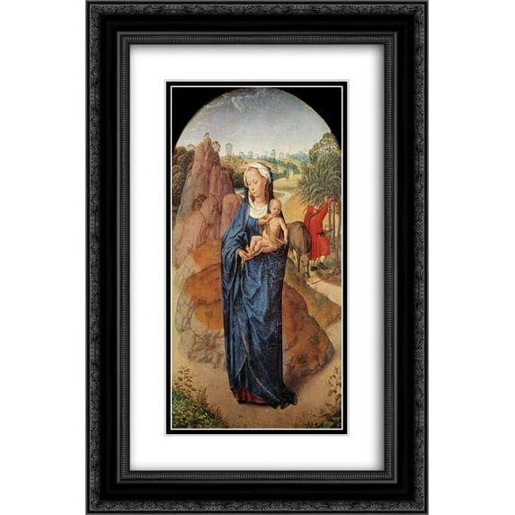 Hans Memling 2x Matted 16x24 Black Ornate Framed Art Print 'Virgin and Child in a Landscape'