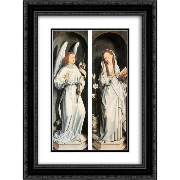 Hans Memling 2x Matted 18x24 Black Ornate Framed Art Print 'Annunciation'