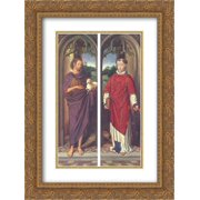 Hans Memling 2x Matted 18x24 Gold Ornate Framed Art Print John the Baptist and St. Lawrence