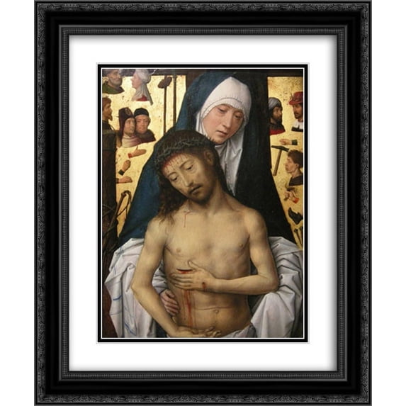Hans Memling 2x Matted 20x24 Black Ornate Framed Art Print 'Ecce Homo in the arms of the virgin'