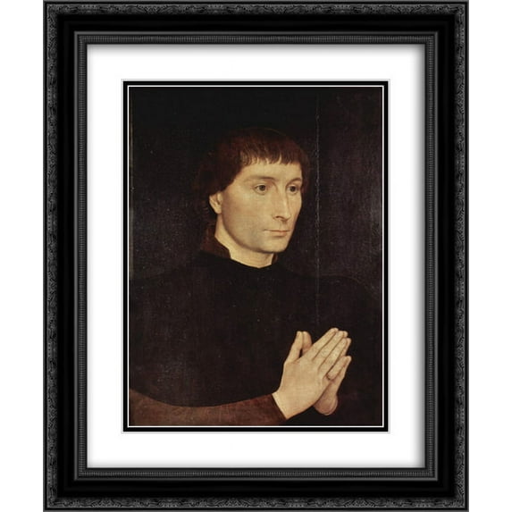 Hans Memling 2x Matted 20x24 Black Ornate Framed Art Print 'Portrait of Tommaso Portinari'