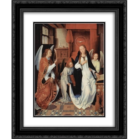 Hans Memling 2x Matted 20x24 Black Ornate Framed Art Print 'The Annunciation'