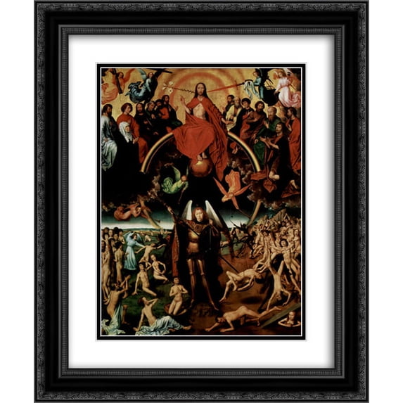 Hans Memling 2x Matted 20x24 Black Ornate Framed Art Print 'The Last Judgment, triptych, central panel Maiestas Domini with Archangel Michael weighing the souls'