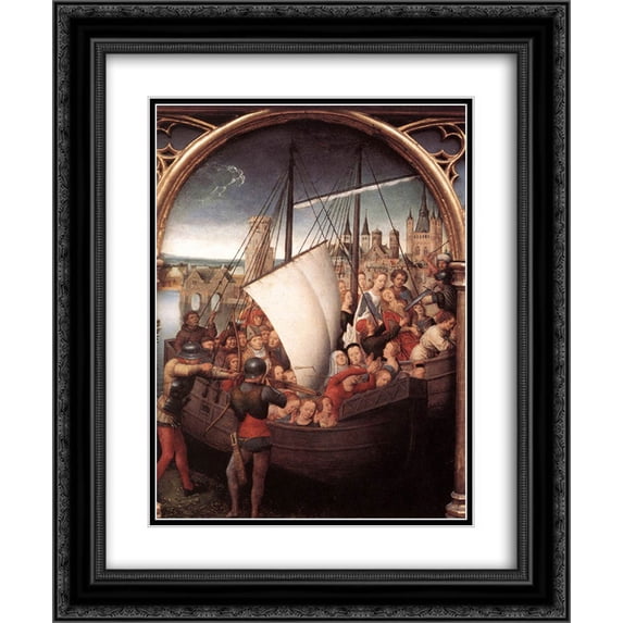 Hans Memling 2x Matted 20x24 Black Ornate Framed Art Print 'The Martyrdom of Saint Ursula and her companions at Cologne, from The Reliquary of St. Ursula'