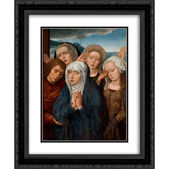 Hans Memling 2x Matted 20x24 Black Ornate Framed Art Print 'The Mourning Virgin with St. John and the Pious Women from Galilee'