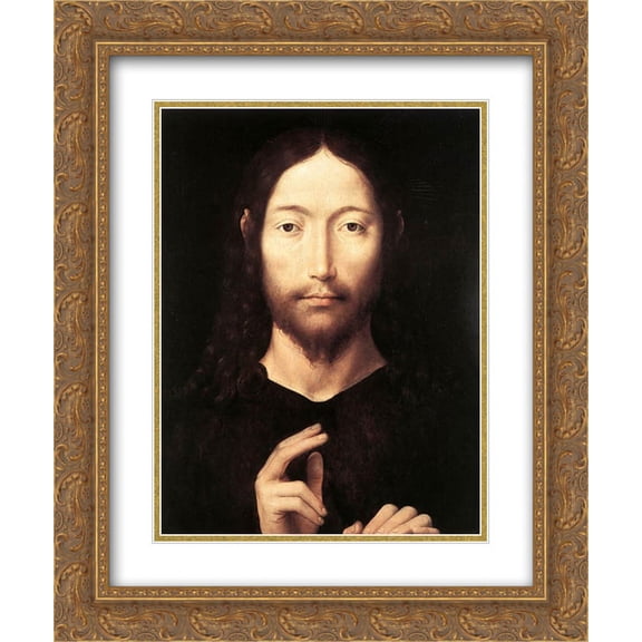 Hans Memling 2x Matted 20x24 Gold Ornate Framed Art Print 'Christ Giving His Blessing'