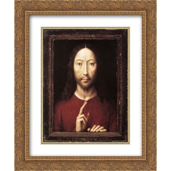 Hans Memling 2x Matted 20x24 Gold Ornate Framed Art Print 'Christ Giving His Blessing'