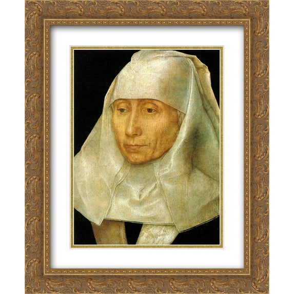 Hans Memling 2x Matted 20x24 Gold Ornate Framed Art Print 'Portrait of an Old Woman'