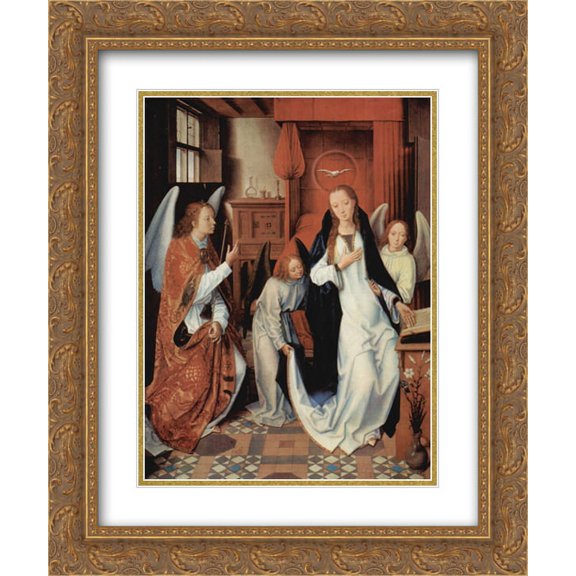 Hans Memling 2x Matted 20x24 Gold Ornate Framed Art Print 'The Annunciation'