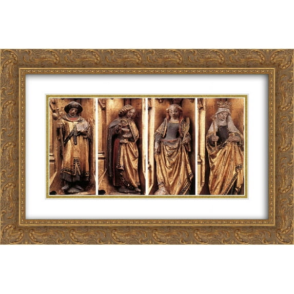 Hans Memling 2x Matted 24x16 Gold Ornate Framed Art Print 'St. Ursula Shrine: Figures'
