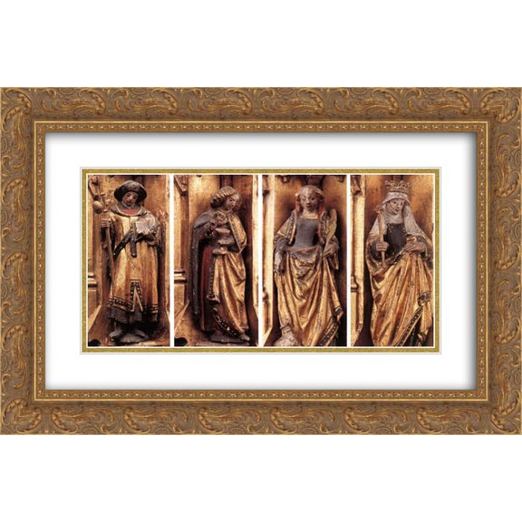 Hans Memling 2x Matted 24x16 Gold Ornate Framed Art Print 'St. Ursula Shrine: Figures'