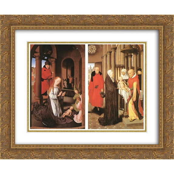 Hans Memling 2x Matted 24x20 Gold Ornate Framed Art Print 'Wings of a Triptych'