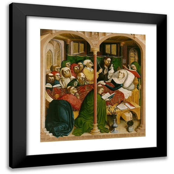 Hans Multscher 15x16 Black Modern Framed Museum Art Print Titled - The Death of Mary; the Wings of the Wurzach Altar, Right Panel (1437)