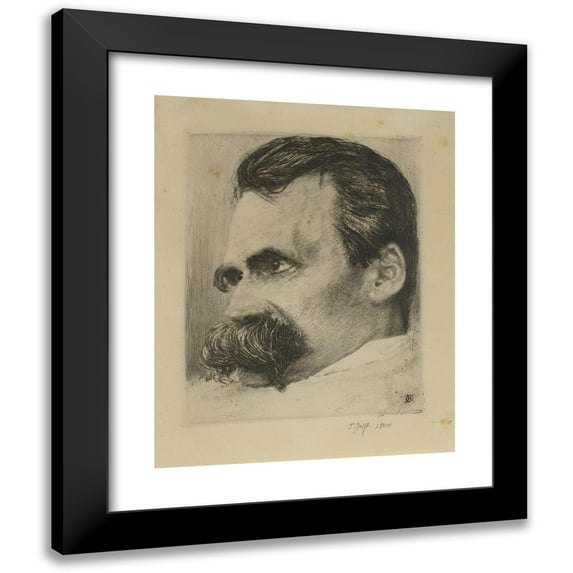 Hans Olde 12x14 Black Modern Framed Museum Art Print Titled - Head Study of Friedrich Nietzsche