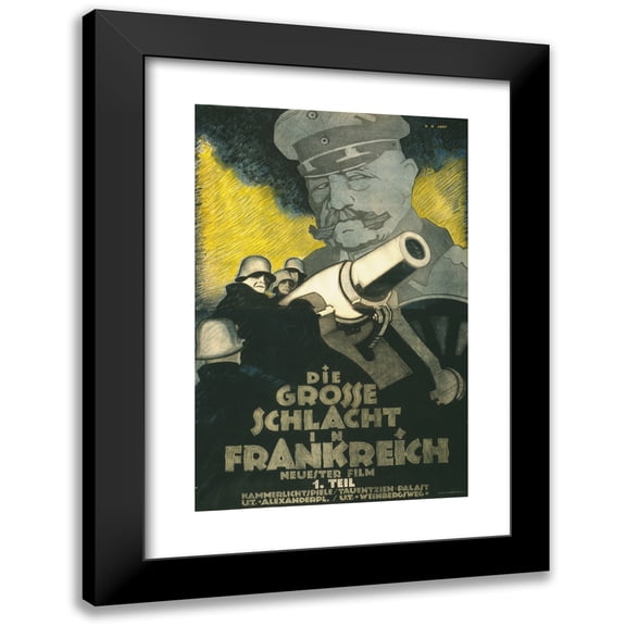 Hans Rudi Erdt 17x24 Black Modern Framed Museum Art Print Titled - The Big Battle in France (1918)
