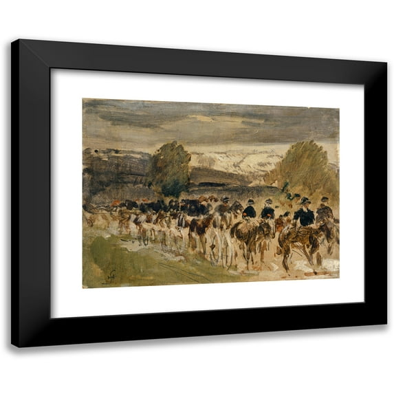 Hans Sandreuter 24x19 Black Modern Framed Museum Art Print Titled - The Artillery of Neuchatel on the March from Thun to Fribourg