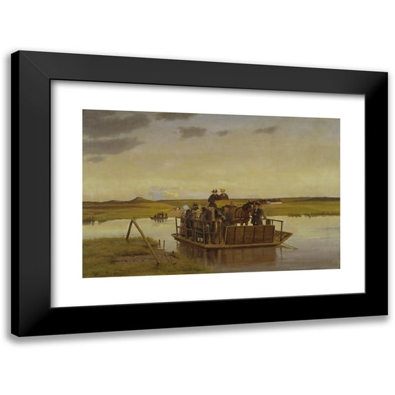 Hans Smidth 18x13 Black Modern Framed Museum Art Print Titled - A Ferry Across the River Guden (1909 - 1917)