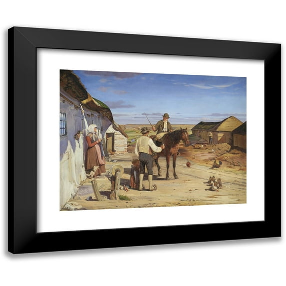 Hans Smidth 18x15 Black Modern Framed Museum Art Print Titled - A Stranger Asking His Way at a Farm on the Moors (1876 - 1877)