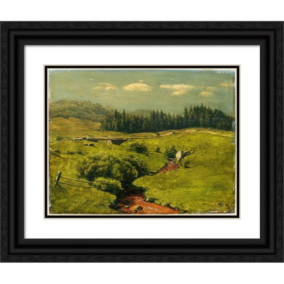 Hans Thoma 14x12 Black Ornate Wood Framed Double Matted Museum Art Print Titled: The Brown Brook (1882)