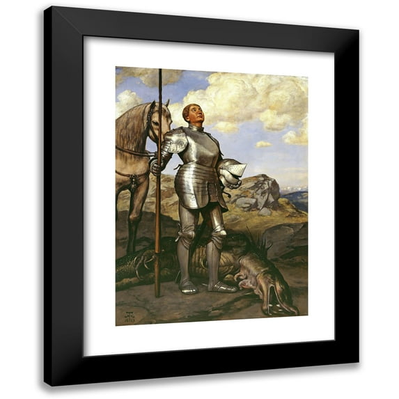 Hans Thoma 14x18 Black Modern Framed Museum Art Print Titled - Knight Saint George (1889)