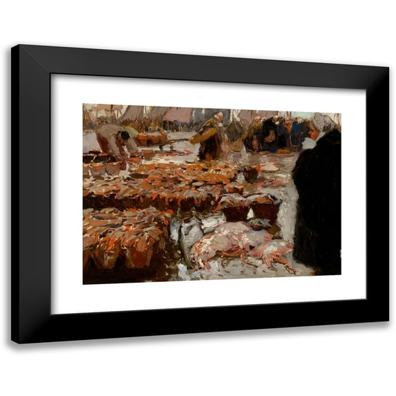 Hans Von Bartels 24x18 Black Modern Framed Museum Art Print Titled - Fish Market (1903)