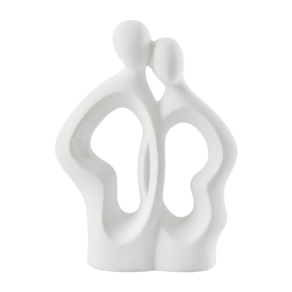 Hans White Abstract Embrace Couple Decorative Accent Matte Ceramic Sculpture Figure Set