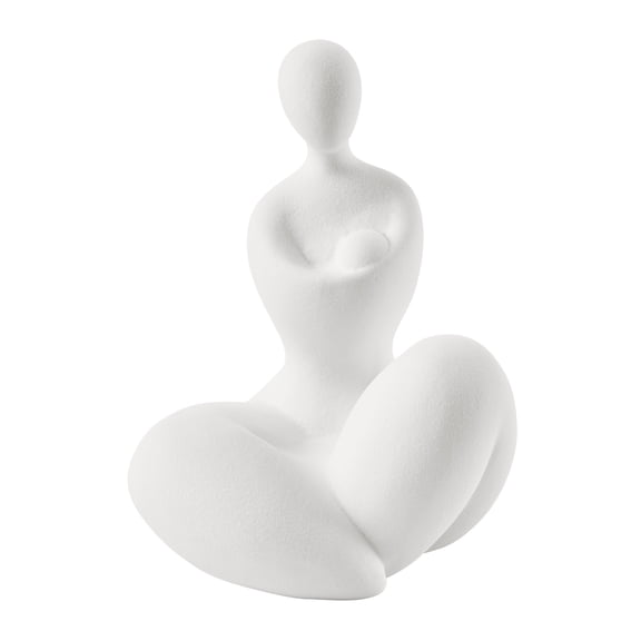 Hans White Abstract Mother Embracing Child Decorative Accent Matte Ceramic Sculpture Figure