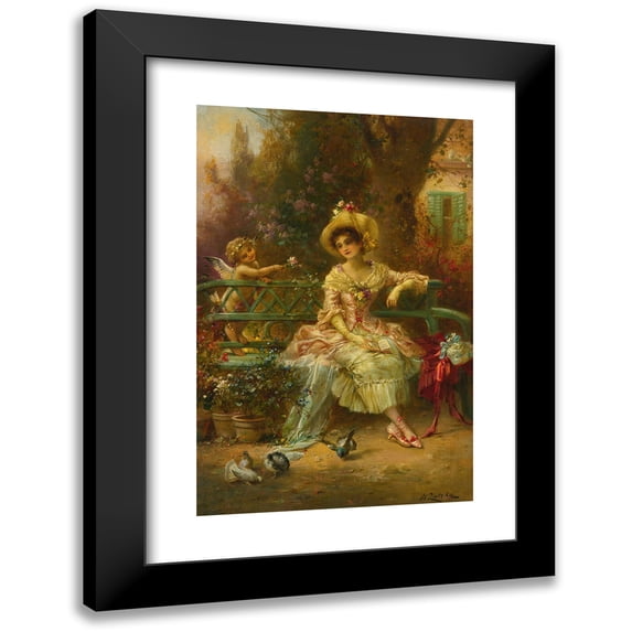 Hans Zatzka 13x18 Black Modern Framed Museum Art Print Titled - Thinking of Him