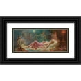 thumbnail image 1 of Hans Zatzka 14x8 Black Ornate Wood Framed Double Matted Museum Art Print Titled: Allegory of Sleep, 1 of 5