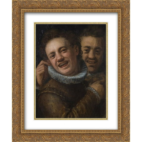 Hans von Aachen 2x Matted 20x24 Gold Ornate Framed Art Print 'Two laughing men (double self-portrait)'