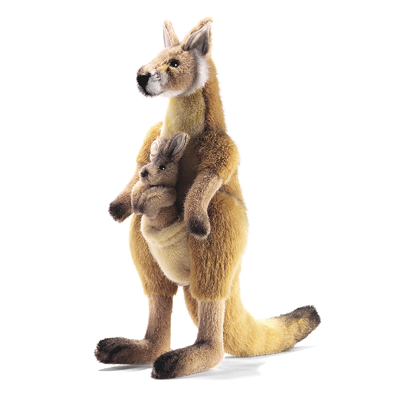 Giant Realistic Brown Kangaroo Plush Toy with Joey