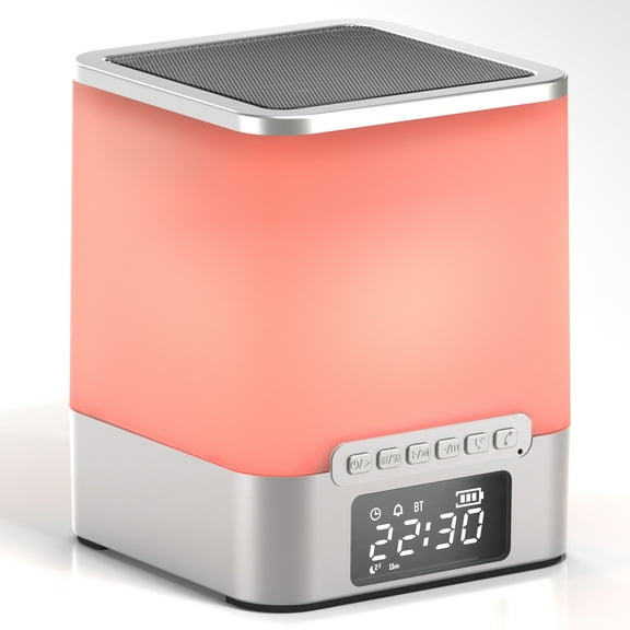 Hansang Alarm Clock for BedroomRGB Night Light Bluetooth Speaker with Music RhythmsWake-up Alarm Clock with Sound and Light12/24Hr Auto Off Touch Control SD Card
