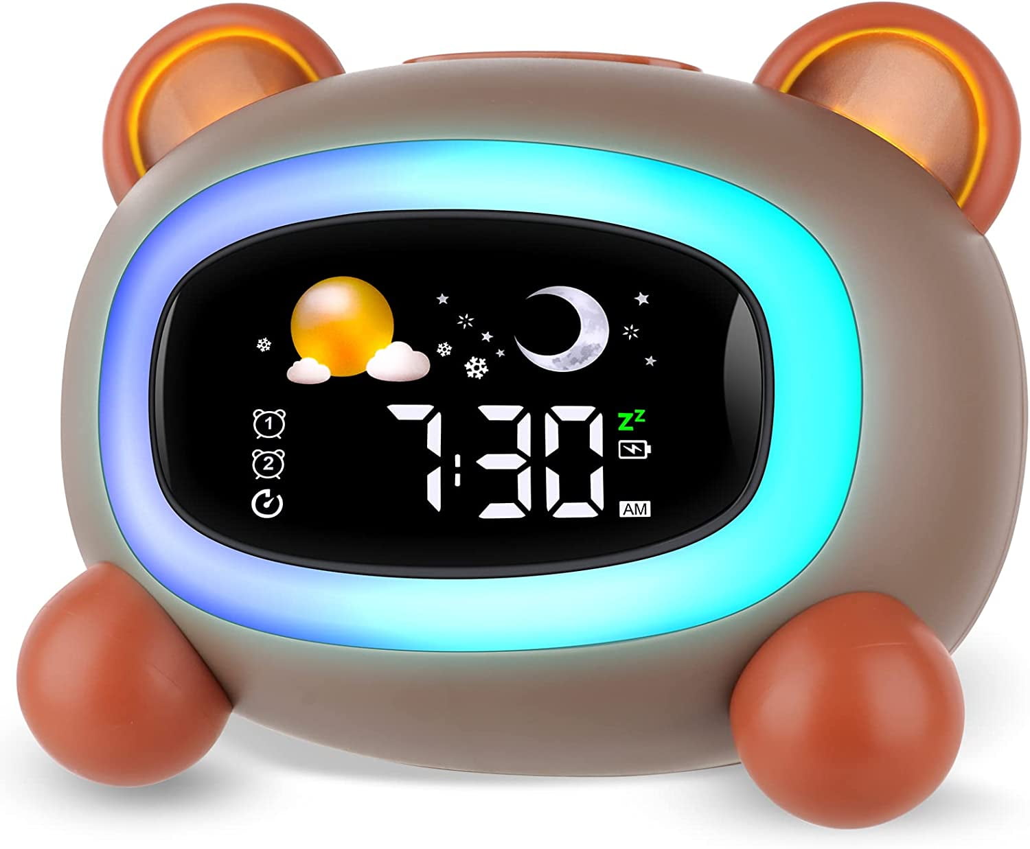 Hansang Easy Colorful Alarm Clock for Kids, Sleep Training Digital Clock with Night Light