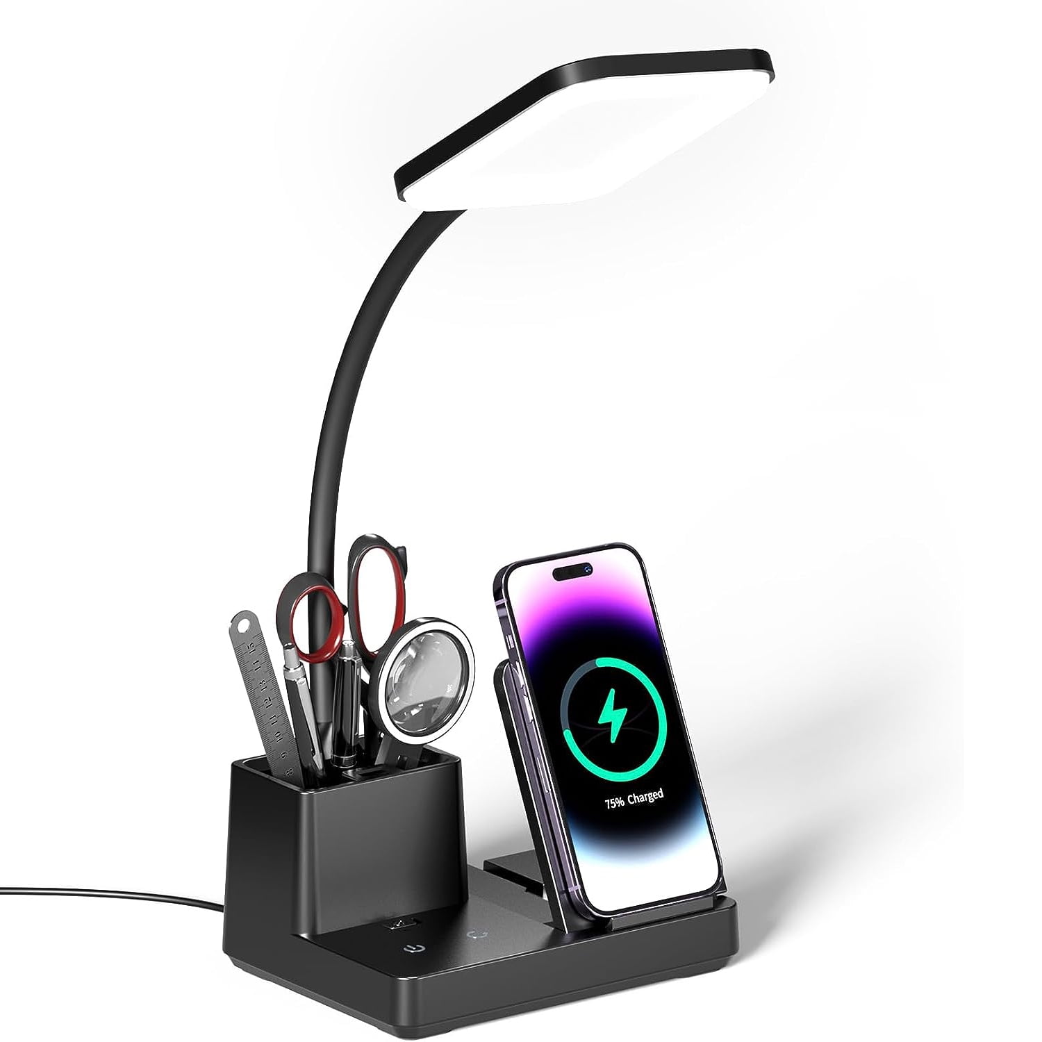 Hansang Desk Lamp with Wireless Charger USB Charging Port, EyeCaring Desk Lamp for Home Office