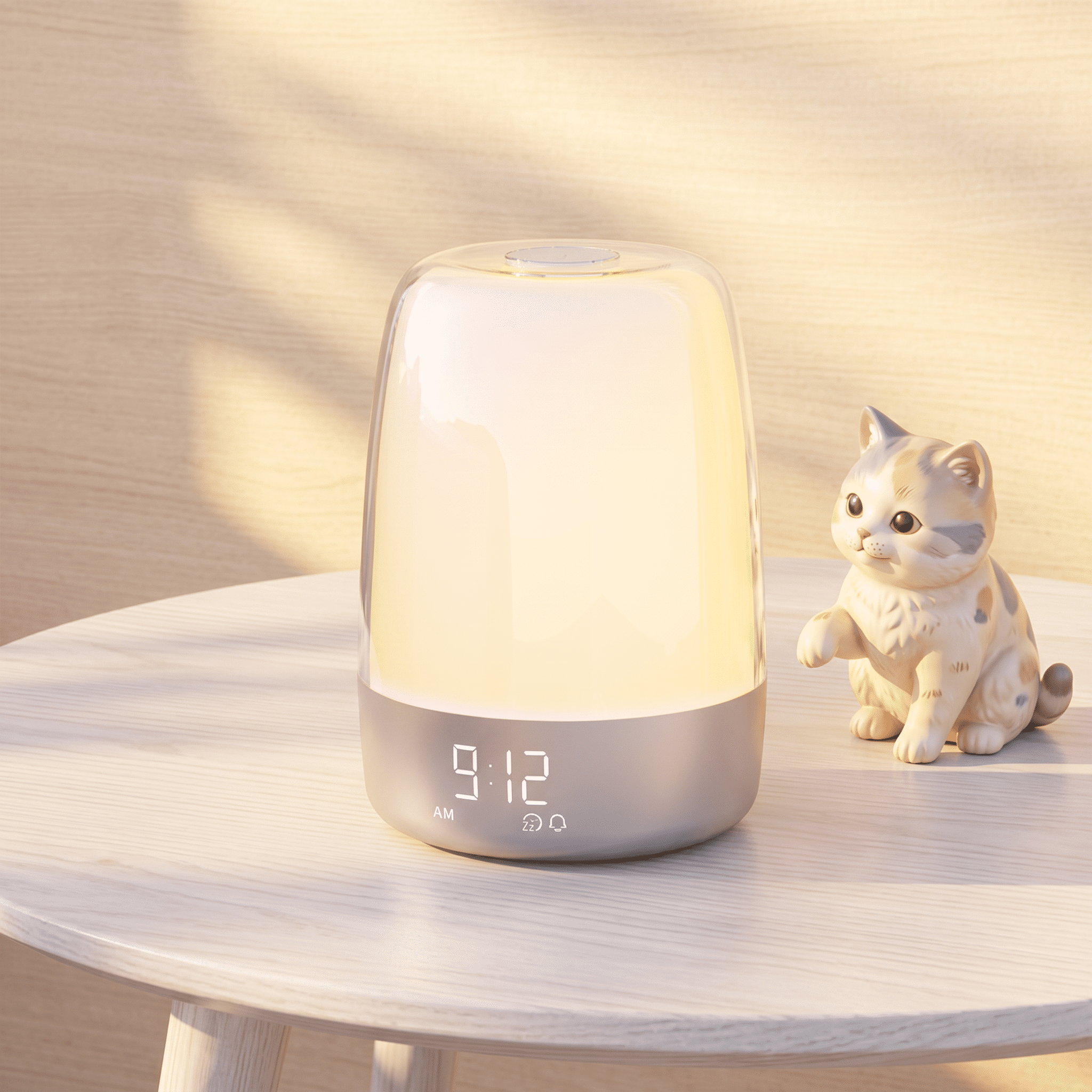 Hansang Sunrise Alarm Clock, Wake up Light Alarm Clock, 3 Ways Dimmable Modern Small Digital RGB Bedside Lamp for Heavy Sleeper