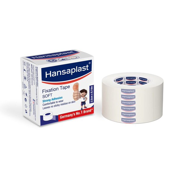 Hansaplast Fixation Tape, Adhesive Tape For Medical | 100% Cotton Fabric, 12 Pieces, 2.5 Cm X 9.14 Cm