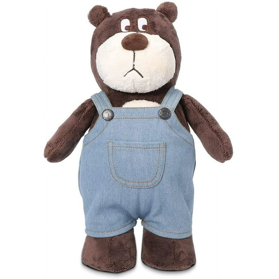 Hansbear 13.5" Dressed Teddy Bear, Cute Stuffed Animal with Removable Denim Overalls, Soft Stuffed Bear Cute Plushies for Boys Girls, Plush Toy for Birthday Thanksgiving Christmas Newyear