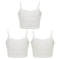 thumbnail image 1 of Hansber 3Pcs/Set Kids Girls Ribbed Bra Vest Spaghetti Straps Crop Top Solid Color Camisole Underwear White M, 1 of 5