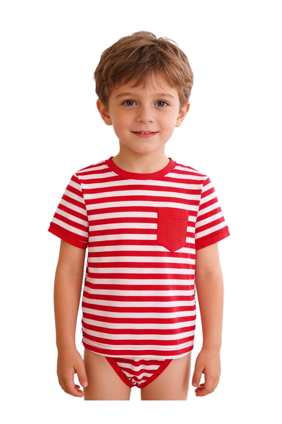 Adaptive Clothing for Kids Boys Girls 2-in-1 Easy Dressing Striped Romper with Special Needs Red 6