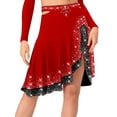 thumbnail image 1 of Hansber Asymmetrical Latin Dance Skirt for Women Sparkly Ruffles Ballroom Salsa Rumba Cha-cha Dancewear Red XXL, 1 of 5