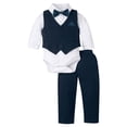 thumbnail image 1 of Hansber Baby Boys Gentleman Formal Suits Long Sleeve Bowtie Romper Shirt Vest Pants Wedding Party Navy Blue 90, 1 of 7