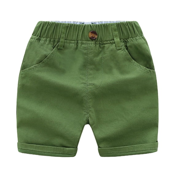 Hansber Baby Toddler Boys' Chino Shorts Elastic Waistband Pull on Cargo Pants Bottoms Army_Green 120